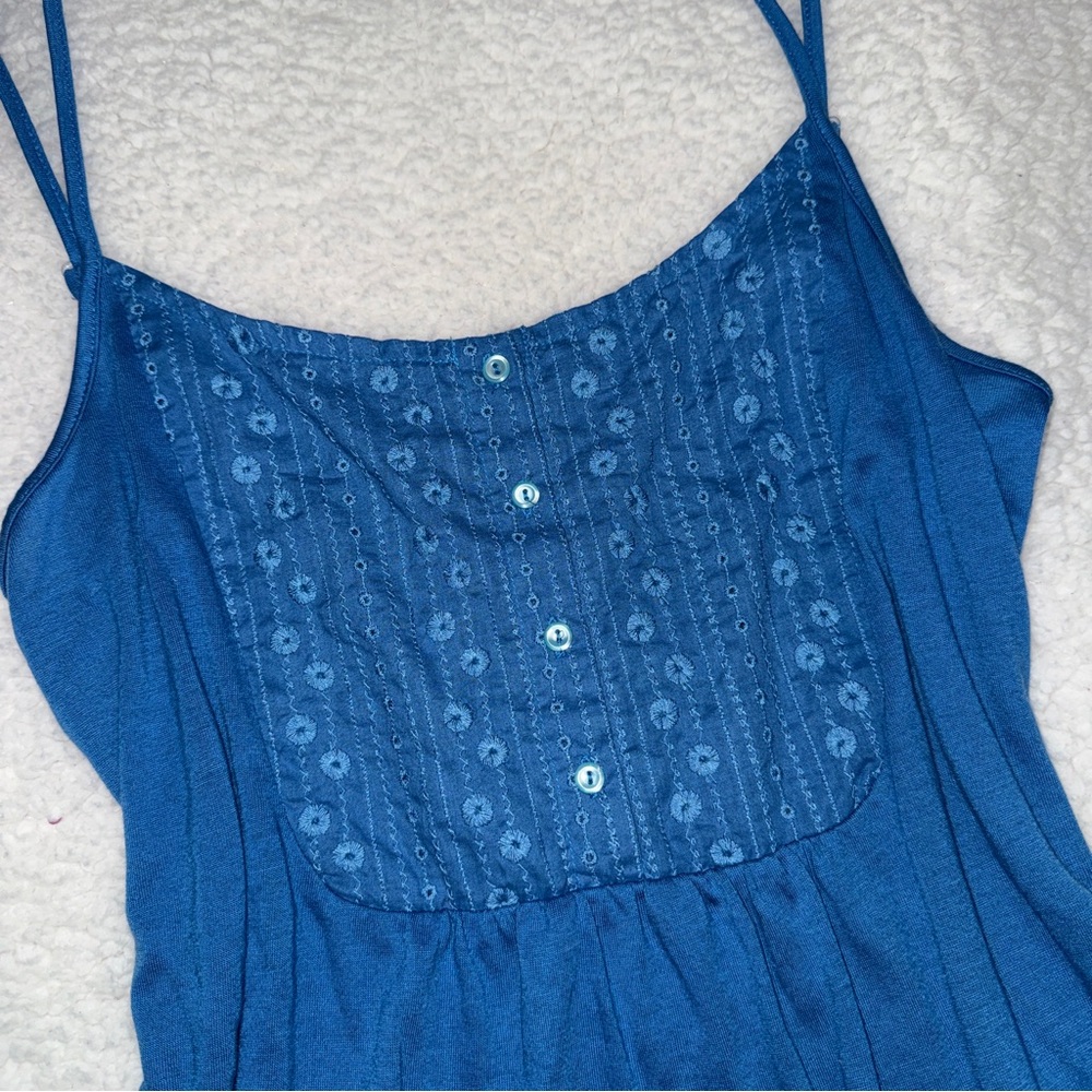 Halogen Navy Eyelet Button Spaghetti Strap Camiso… - image 2